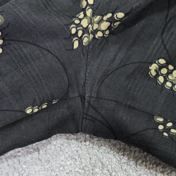 Tommy Bahama 100% Silk Gray Yellow Floral Wide Leg High Rise Crop Pant Boho - Picture 10 of 11